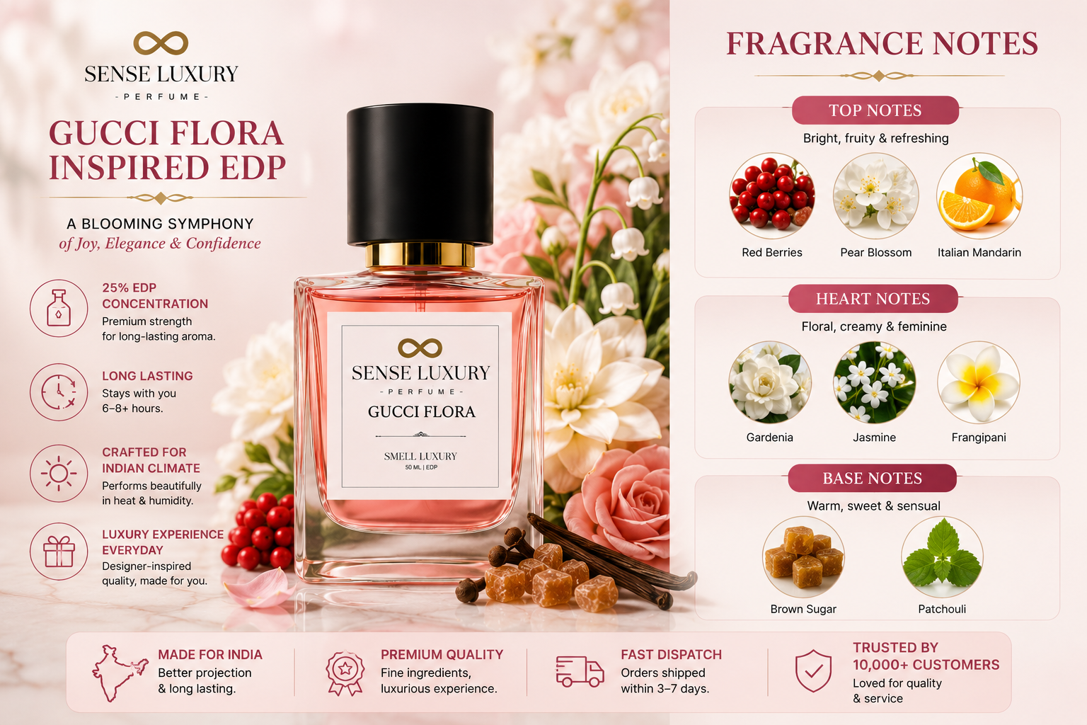White gardenia flower in full bloom on green leaves — the signature heart note of Gucci Flora Gorgeous Gardenia EDP